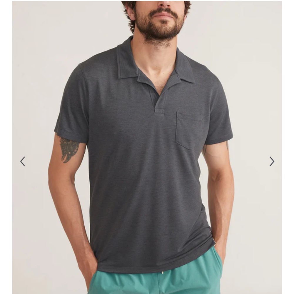 Marine Layer Charcoal Short-Sleeve Polo Shirt